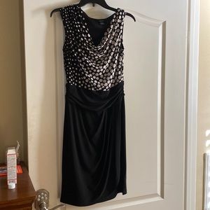 Chaps dress polka dot black and white